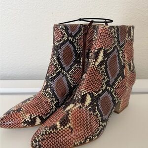 Matisse Snakeskin Ankle Boots - Brown and Cream 8 size